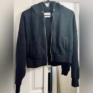 Abercrombie & Fitch Cropped Full Zip Fleece Hoodie Jacket